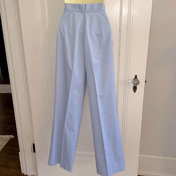 Vintage 70s/80s Louis Ferrara Light Blue High Waisted Cotton/Polyester Pants - Picture 5 of 7